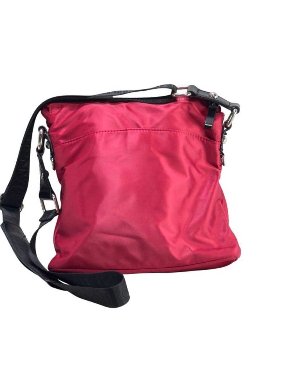 Giani Bernini Red Crossbody Nylon Shoulder Bag Adjustable Black Strap Zip Close - Picture 16 of 16